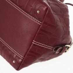 Pre Owned Carolina Herrera Embossed Drawstring Hobo