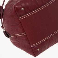 Pre Owned Carolina Herrera Embossed Drawstring Hobo