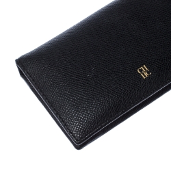 Pre Owned Carolina Herrera Black Leather Bifold Wallet