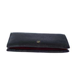 Pre Owned Carolina Herrera Black Leather Bifold Wallet