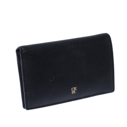 Pre Owned Carolina Herrera Black Leather Bifold Wallet