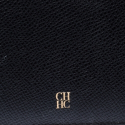 Pre Owned Carolina Herrera Black Leather Bifold Wallet