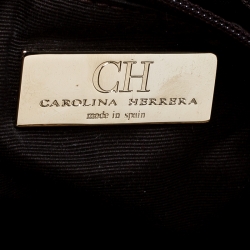 Pre Owned Carolina Herrera Gold Embossed Leather Bow Bucket Shoulder Bag