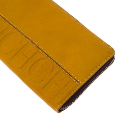 Pre Owned  Carolina Herrera Mustard Leather Zip Around Wallet