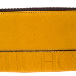 Pre Owned  Carolina Herrera Mustard Leather Zip Around Wallet