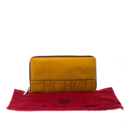 Pre Owned  Carolina Herrera Mustard Leather Zip Around Wallet