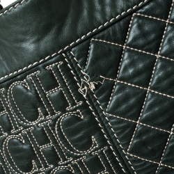 Carolina Herrera Dark Green Quilted Signature Leather Tote 