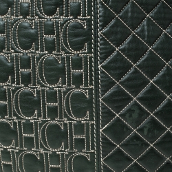 Carolina Herrera Dark Green Quilted Signature Leather Tote 