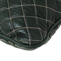 Carolina Herrera Dark Green Quilted Signature Leather Tote 