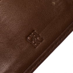 Pre Owned Carolina Herrera Brown Monogram Leather Tassel Continental Wallet