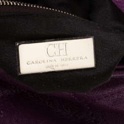 Pre Owned Carolina Herrera Purple Quilted Leather Flap Chain Shoulder Bag