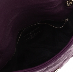 Pre Owned Carolina Herrera Purple Quilted Leather Flap Chain Shoulder Bag