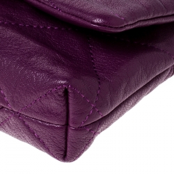 Pre Owned Carolina Herrera Purple Quilted Leather Flap Chain Shoulder Bag