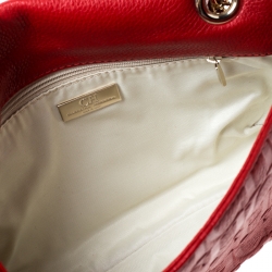 Pre Owned Carolina Herrera Red Monogram Leather Audrey Shoulder Bag