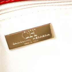 Pre Owned Carolina Herrera Red Monogram Leather Audrey Shoulder Bag