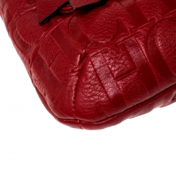 Pre Owned Carolina Herrera Red Monogram Leather Audrey Shoulder Bag