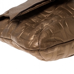 Pre Owned Carolina Herrera Bronze Monogram Leather Audrey Shoulder Bag