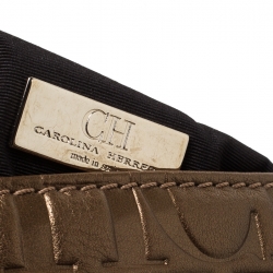 Pre Owned Carolina Herrera Bronze Monogram Leather Audrey Shoulder Bag