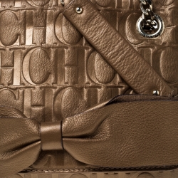 Pre Owned Carolina Herrera Bronze Monogram Leather Audrey Shoulder Bag