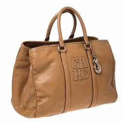 Pre Owned Carolina Herrera Caramel Leather Matteo Tote