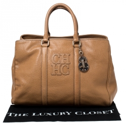 Pre Owned Carolina Herrera Caramel Leather Matteo Tote