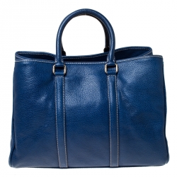 Pre Owned Carolina Herrera Blue Leather Large Matteo Tote