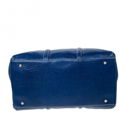 Pre Owned Carolina Herrera Blue Leather Large Matteo Tote