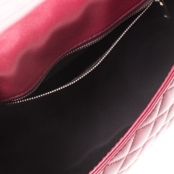 Pre Owned Carolina Herrera Red Quilted Leather Flap Chain Shoulder Bag