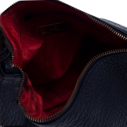 Pre Owned Carolina Herrera Navy Blue Pebbled Leather Maria Shoulder Bag