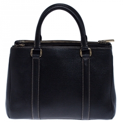 Pre Owned Carolina Herrera Black Pebbled Leather Small Matteo Tote
