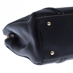 Pre Owned Carolina Herrera Black Pebbled Leather Small Matteo Tote