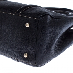 Pre Owned Carolina Herrera Black Pebbled Leather Small Matteo Tote