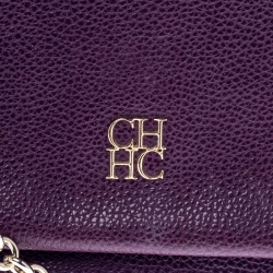 Pre Owned حقيبة كتف كارولينا هيريرا قلاب يد علوية مينوتو جلد بنفسجية