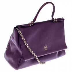 Pre Owned حقيبة كتف كارولينا هيريرا قلاب يد علوية مينوتو جلد بنفسجية