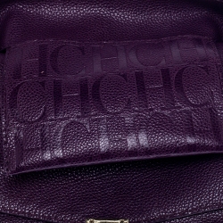 Pre Owned حقيبة كتف كارولينا هيريرا قلاب يد علوية مينوتو جلد بنفسجية