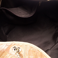 Pre Owned Carolina Herrera Metallic Gold Monogram Leather Poppy Hobo