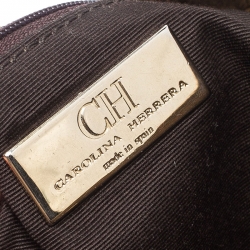 Pre Owned Carolina Herrera Metallic Gold Monogram Leather Poppy Hobo