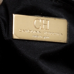 Pre Owned Carolina Herrera Black Embossed Leather Bow Bucket Shoulder Bag