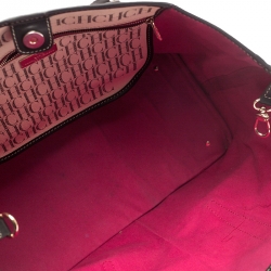 Pre Owned Carolina Herrera White/Brown Monogram PVC and Leather Shopper Tote