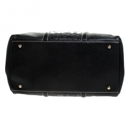 Pre Owned Carolina Herrera Black Monogram Leather Matteo Tote