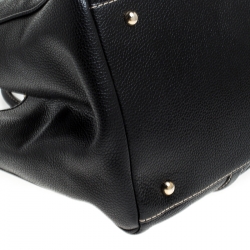 Pre Owned Carolina Herrera Black Monogram Leather Matteo Tote