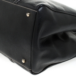 Pre Owned Carolina Herrera Black Monogram Leather Matteo Tote