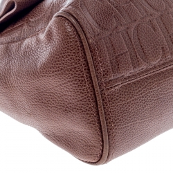 Pre Owned Carolina Herrera Brown Leather Minuetto Flap Top Handle Bag