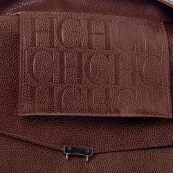 Pre Owned Carolina Herrera Brown Leather Minuetto Flap Top Handle Bag
