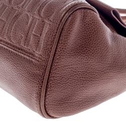 Pre Owned Carolina Herrera Brown Leather Minuetto Flap Top Handle Bag