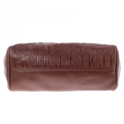 Pre Owned Carolina Herrera Brown Leather Minuetto Flap Top Handle Bag