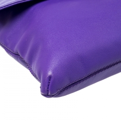 Pre Owned Carolina Herrera Purple Leather Envelope Shoulder Bag