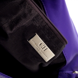 Pre Owned Carolina Herrera Purple Leather Envelope Shoulder Bag