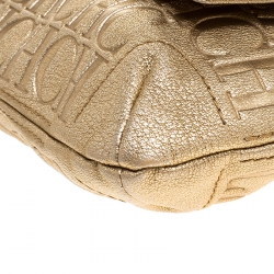 Pre Owned Carolina Herrera Metallic Gold Monogram Leather Audrey Shoulder Bag