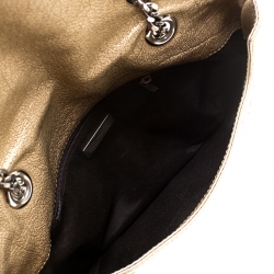 Pre Owned Carolina Herrera Metallic Gold Monogram Leather Audrey Shoulder Bag